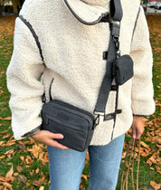 Sac de promenade pour chien en denim noir - Crossbody