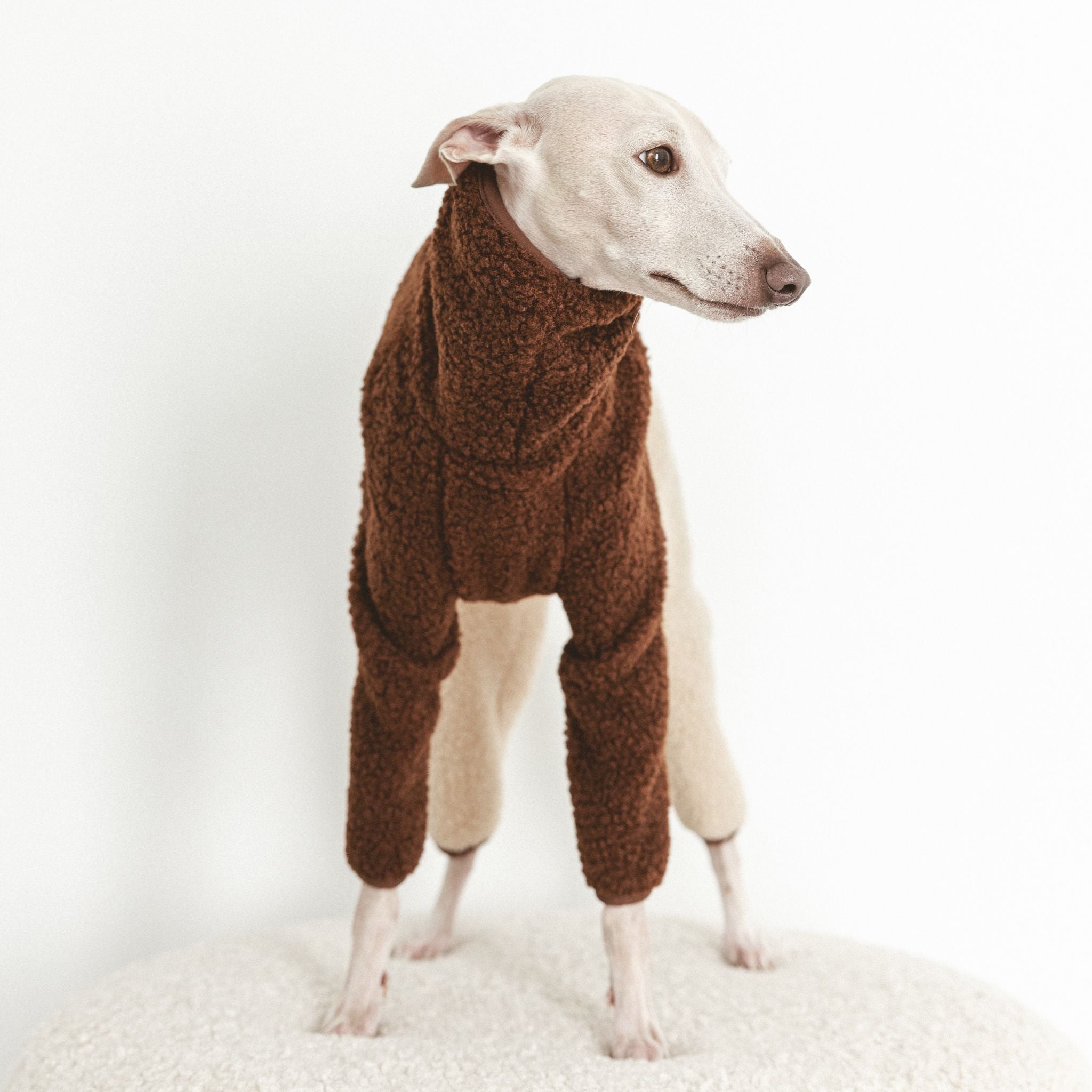 Beige & Brown Sighthound Fleece Onesie