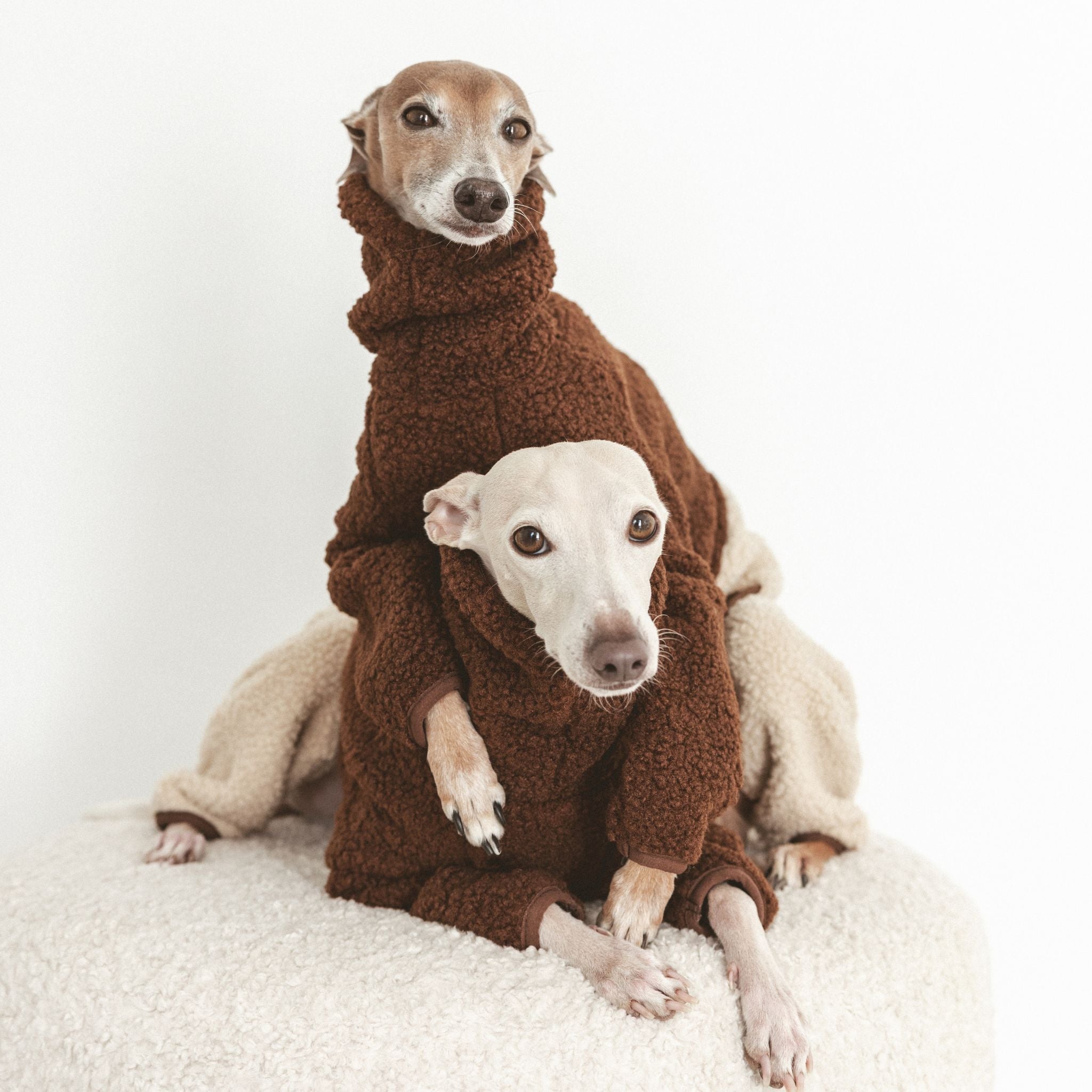 Beige & Brown Sighthound Fleece Onesie