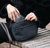 Sac de promenade pour chien en denim noir - Crossbody