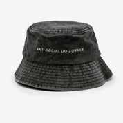 Chapeau Bucket en denim noir - Anti-Social Dog Owner