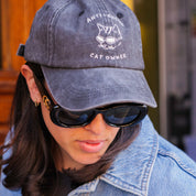 Casquette en denim noir - Logo "Anti-Social Cat Owner" 