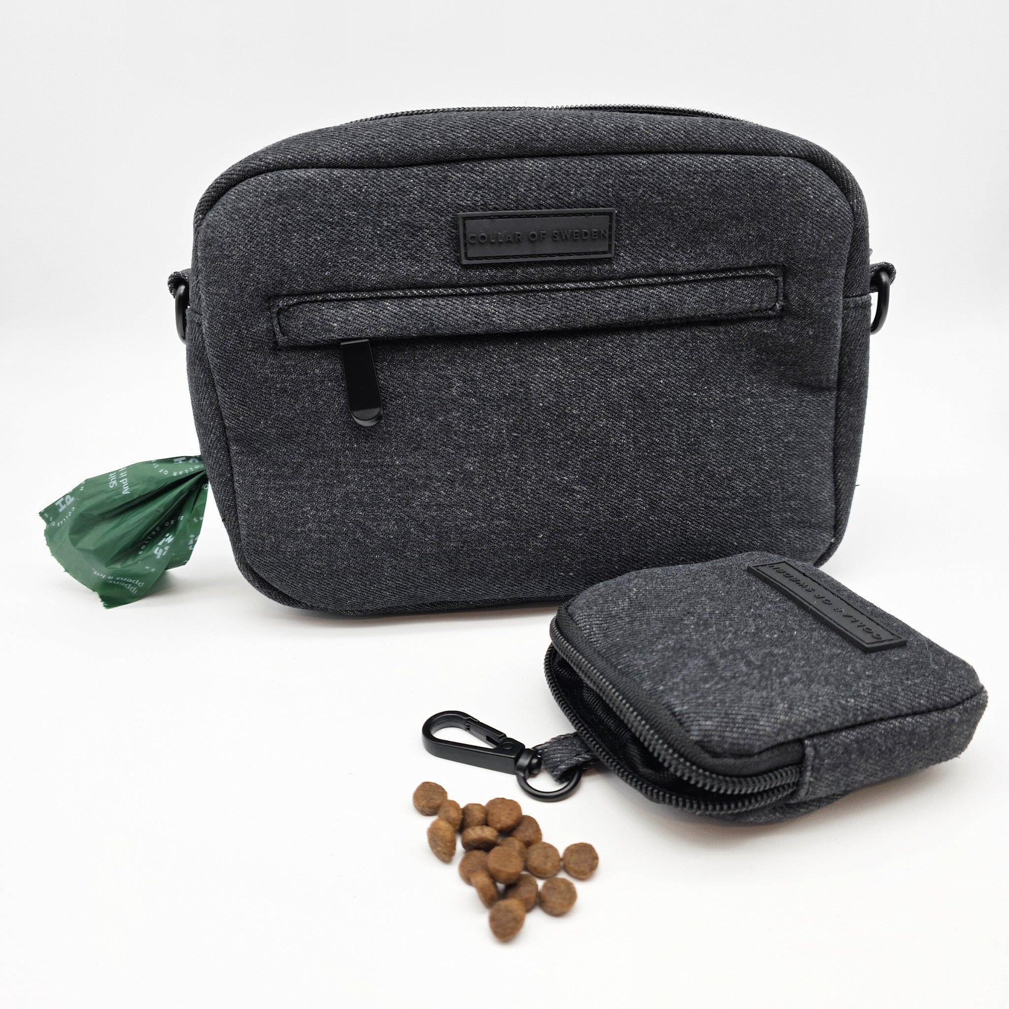 Sac de promenade pour chien en denim noir - Crossbody