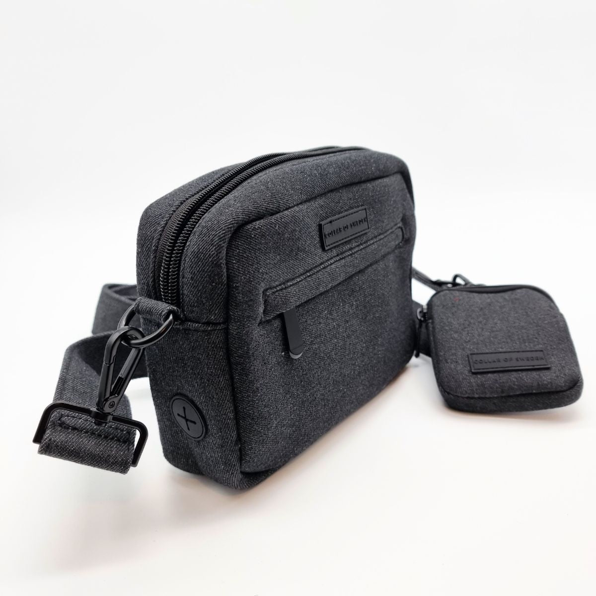 Sac de promenade pour chien en denim noir - Crossbody