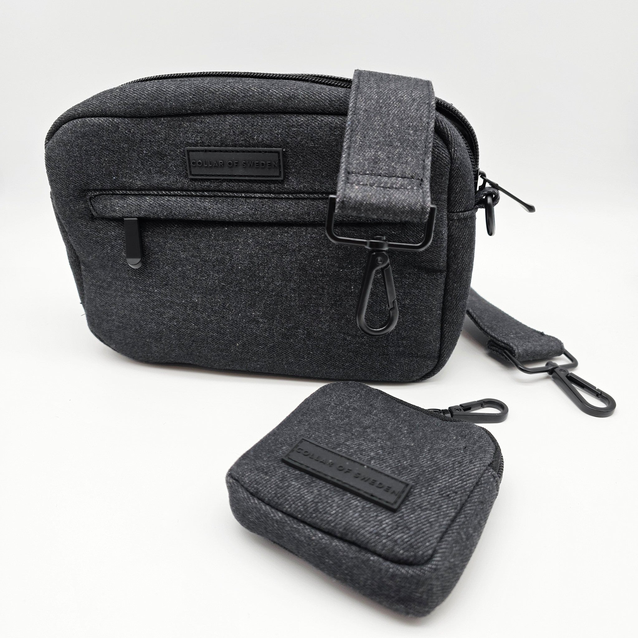 Sac de promenade pour chien en denim noir - Crossbody