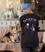 T-shirt Noir à Manches Longues - Dogs & Wine Make Everything Fine
