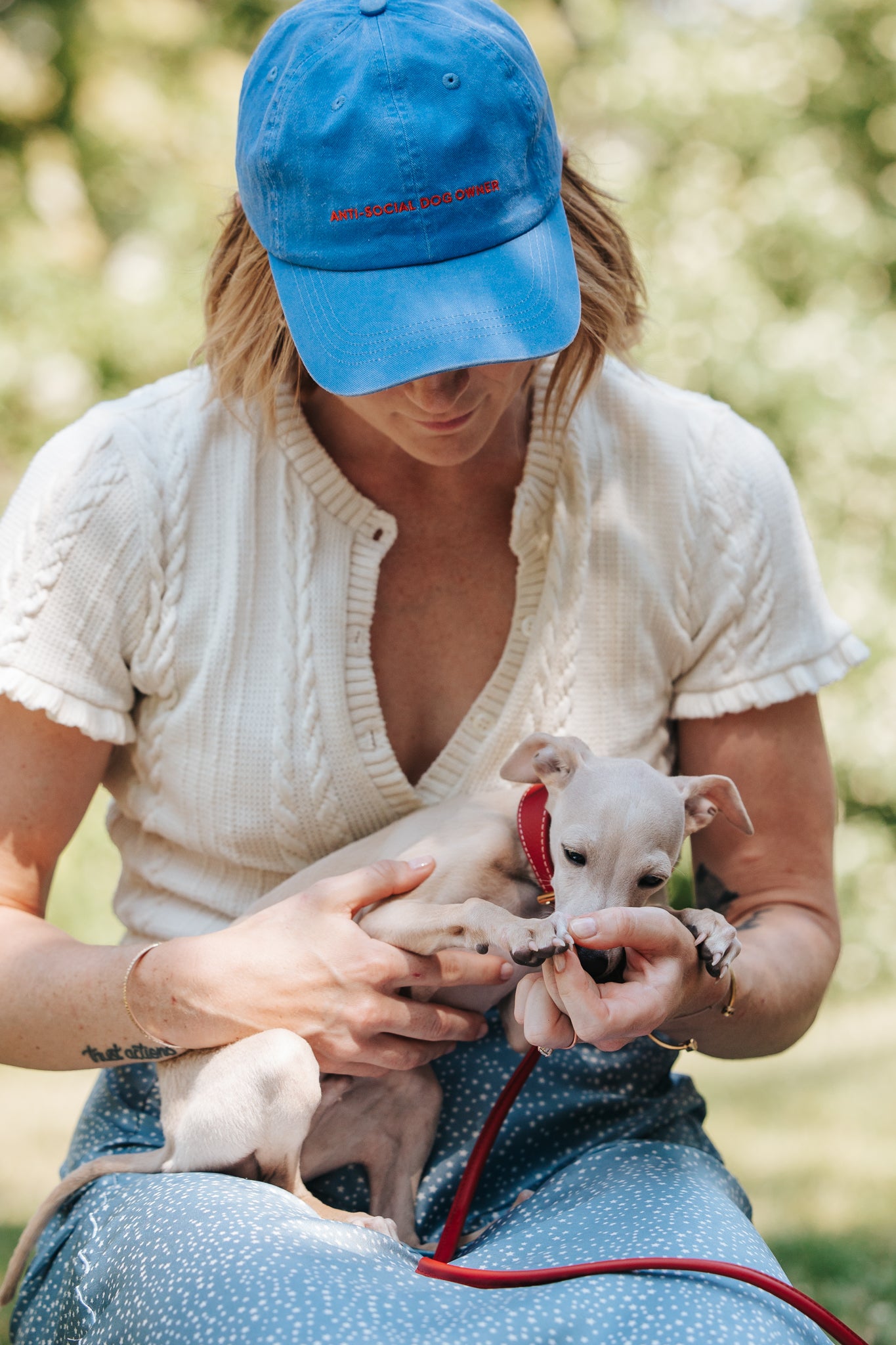 Casquette en denim bleu - Propriétaire de chien anti-social