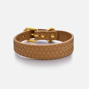 Collier pour chien tressé marron fin