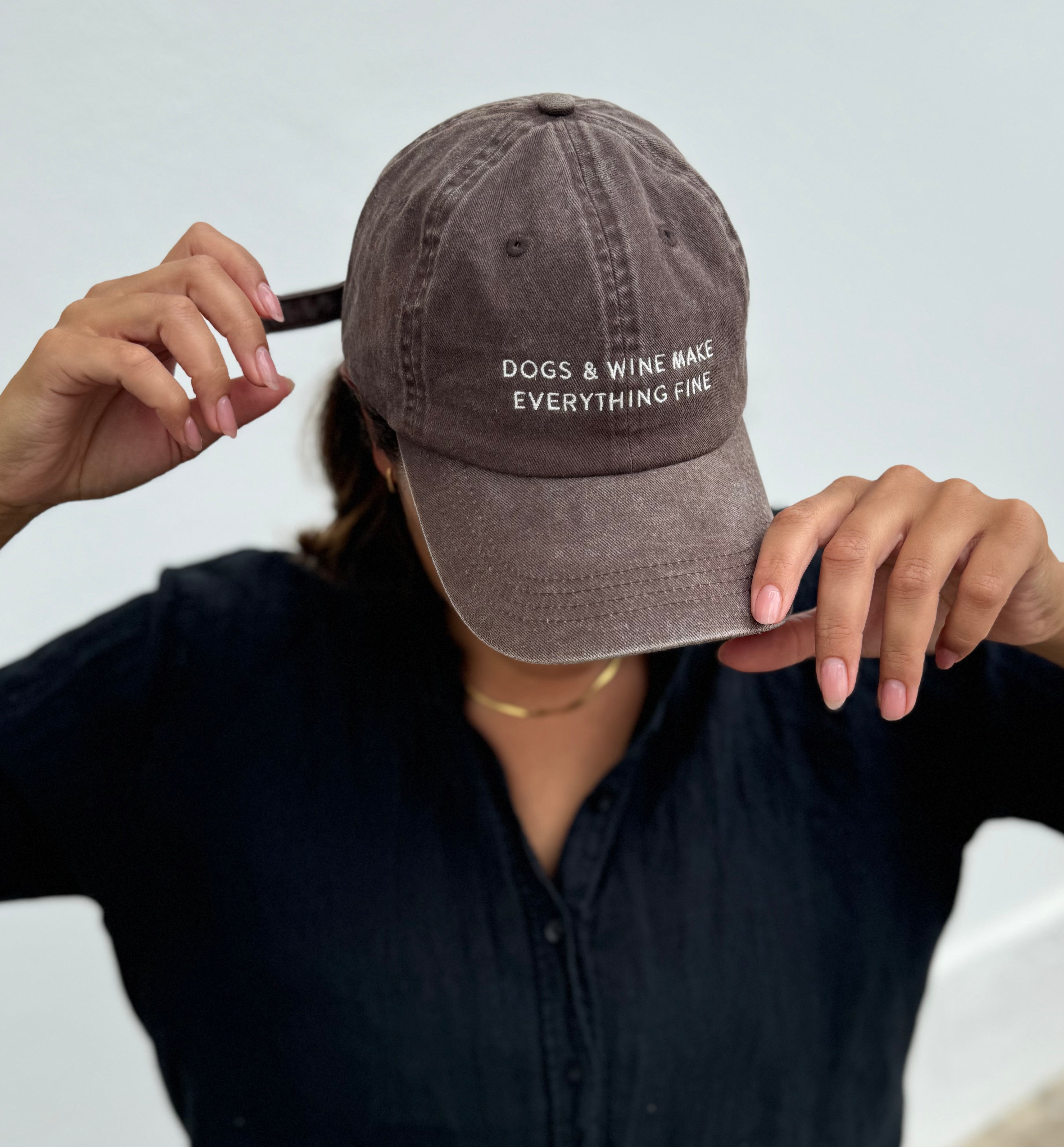 Casquette en Jean Marron - Dogs & Wine Make Everything Fine
