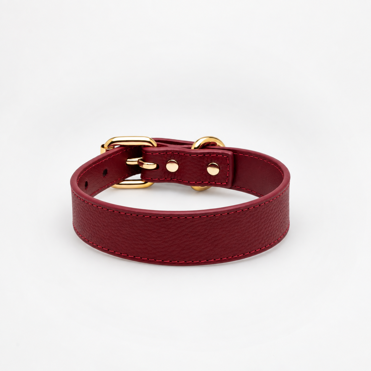 Collier de chien fin bordeaux