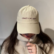 Casquette en jean beige - Crazy Cat Lady