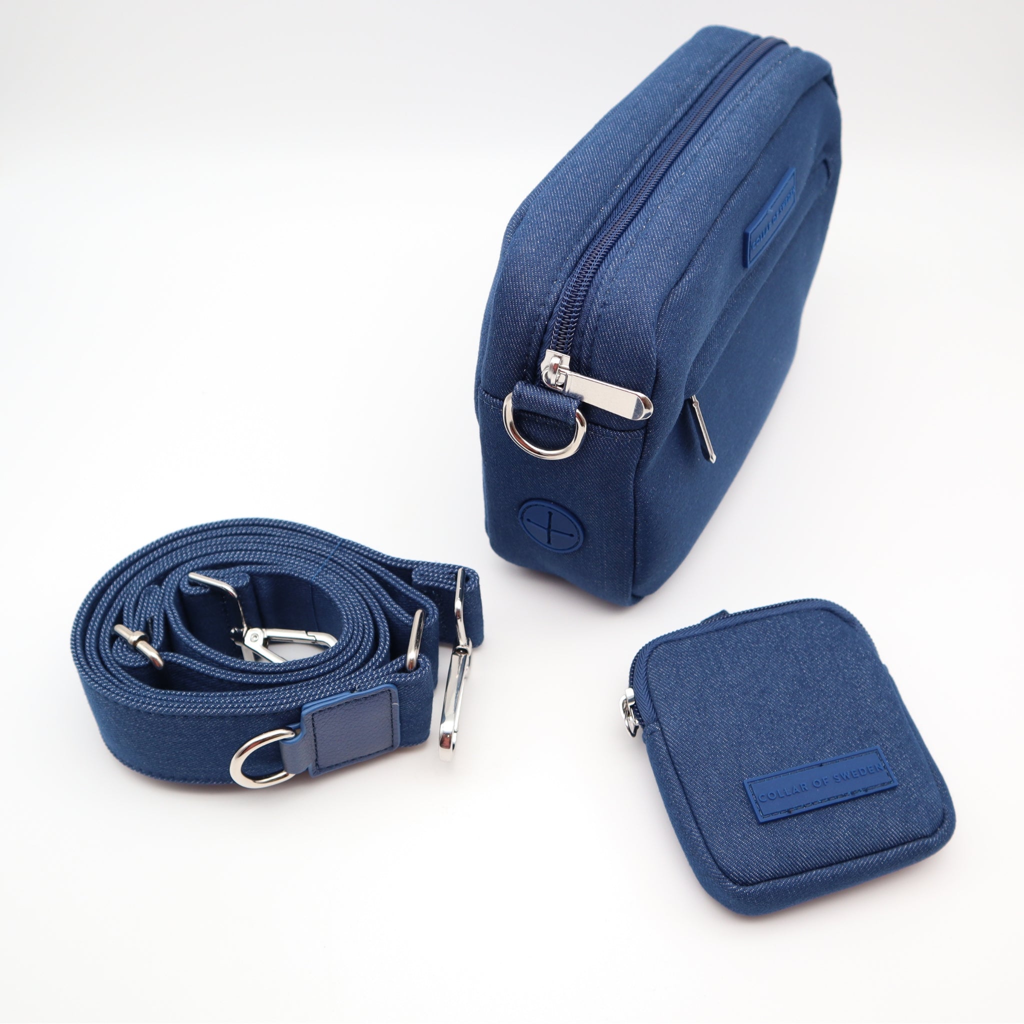 Dark Blue Denim Dog Walking Bag - Crossbody