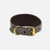 Collier pour chien à carreaux beige large

