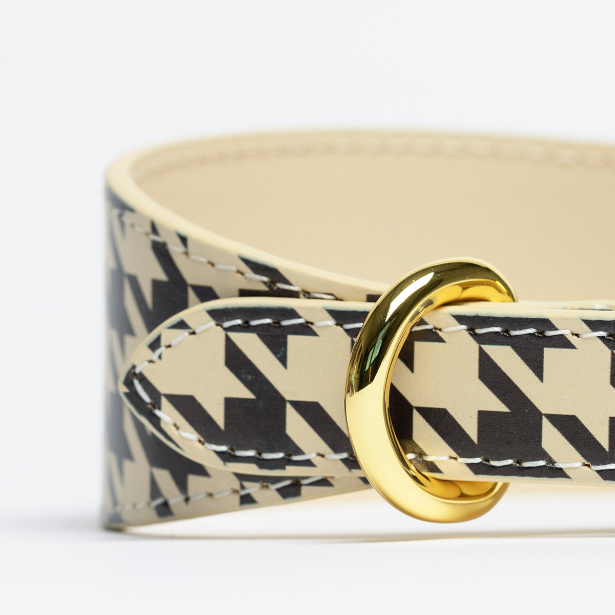 Collier pour chien à carreaux beige large

