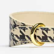 Collier pour chien à carreaux beige large

