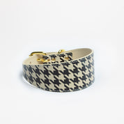 Collier pour chien à carreaux beige large


