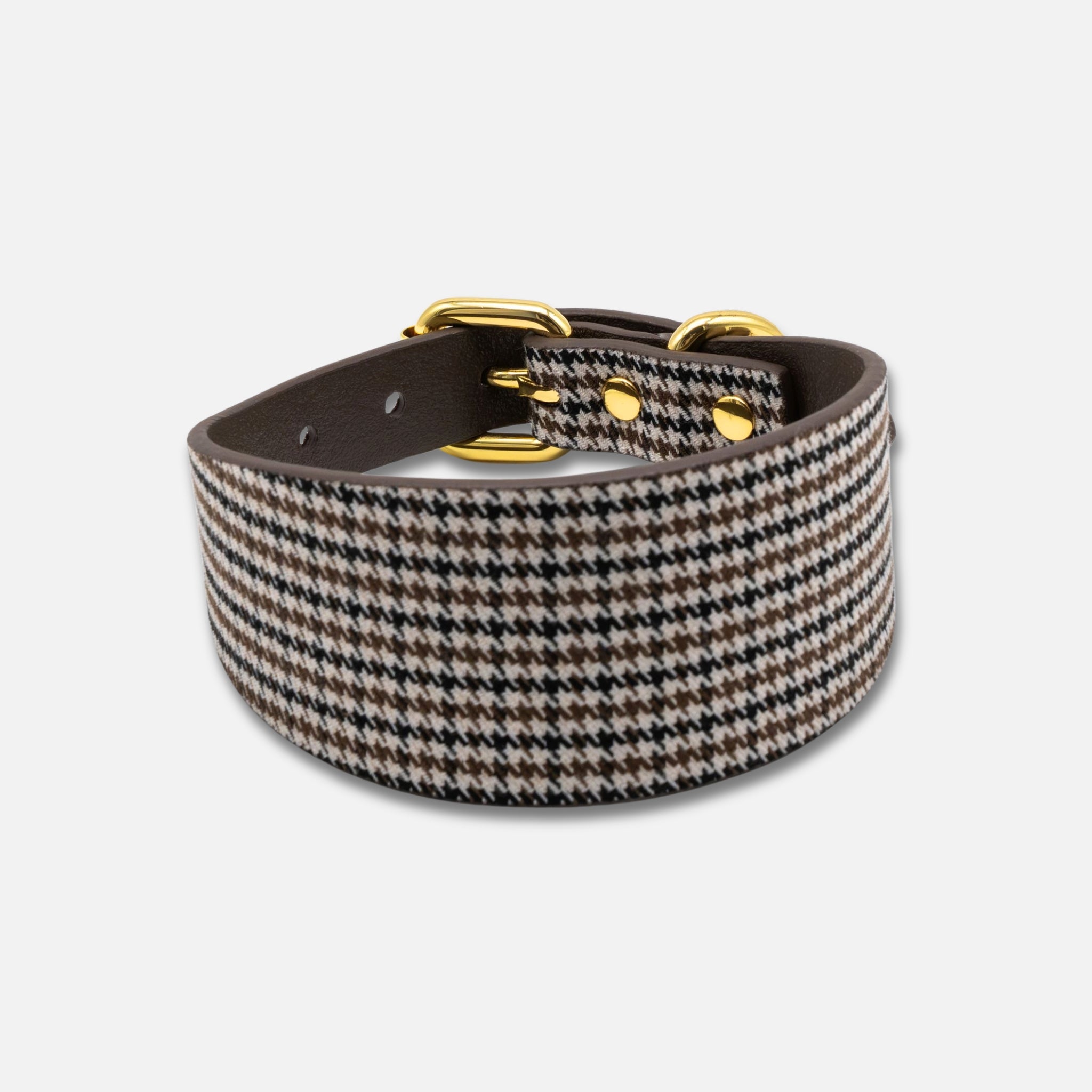 Collier pour chien à carreaux beige large

