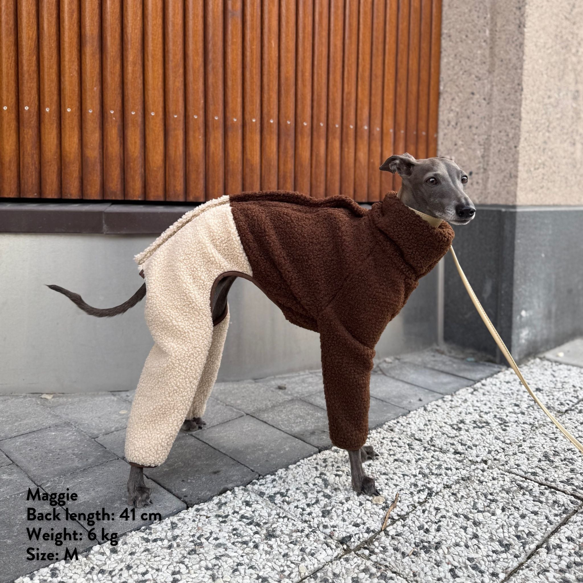 Beige & Brown Sighthound Fleece Onesie