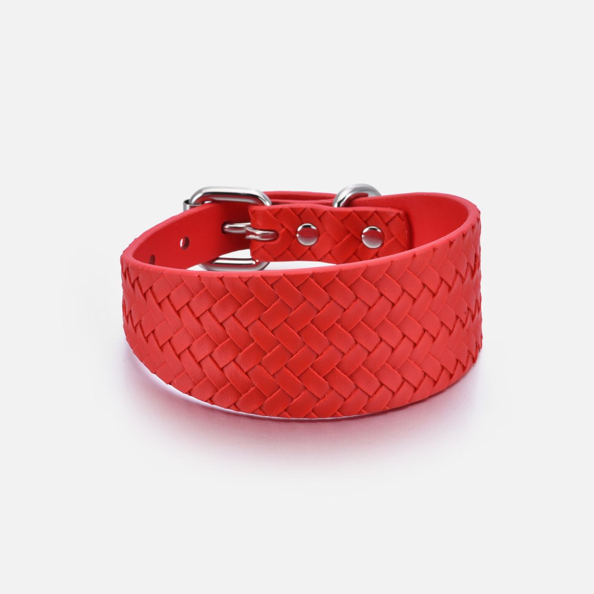 Collier pour chien tressé rouge pur large