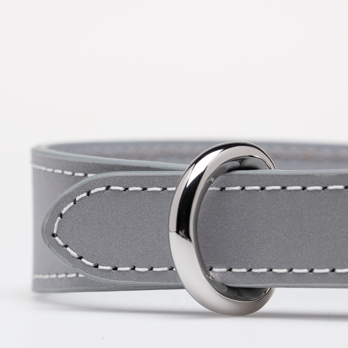 Collier de chien réfléchissant argenté mince