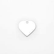 Plaque d'identification gravée pour chien - Coeur en argent premium