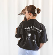 T-shirt Noir  - Dogs & Wine Make Everything Fine
