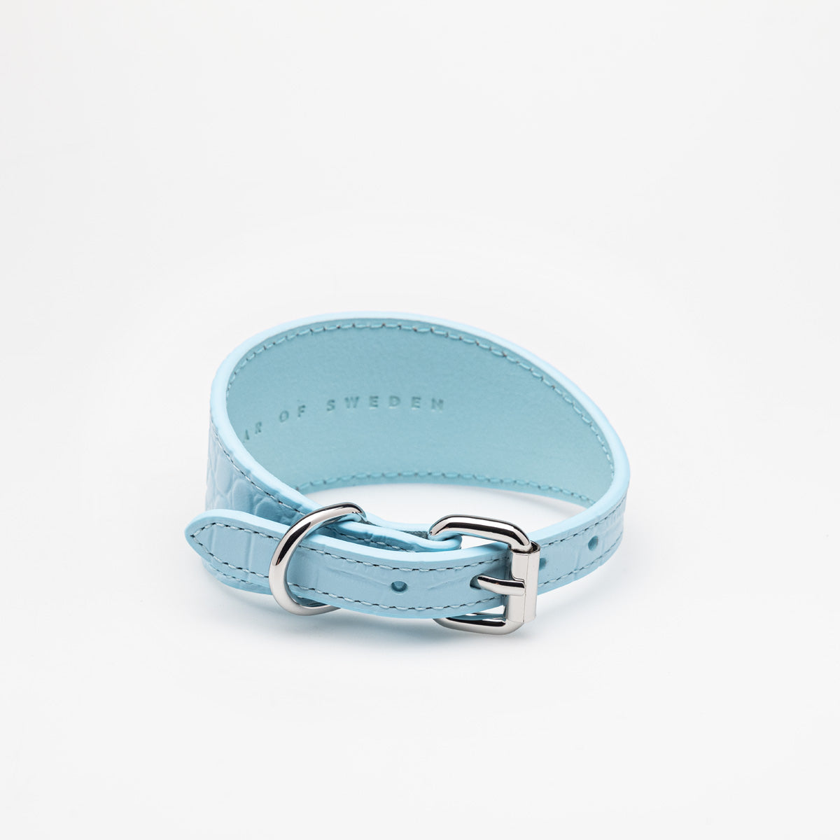 image - Baby Blue Croco Vegan Collar Small Wide